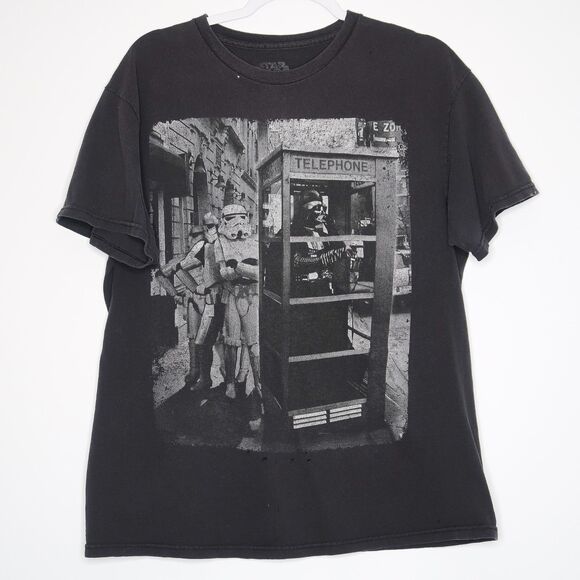 Star Wars Mens Graphic Shirt Size Large Darth Vader Stormtrooper Black White Tee - Picture 1 of 7
